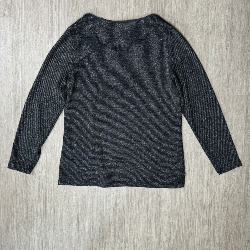 Chicos Top Size 1 Metallic Silver Long Sleeve Pullover Round Neck Woven Fabric - Picture 2 of 6